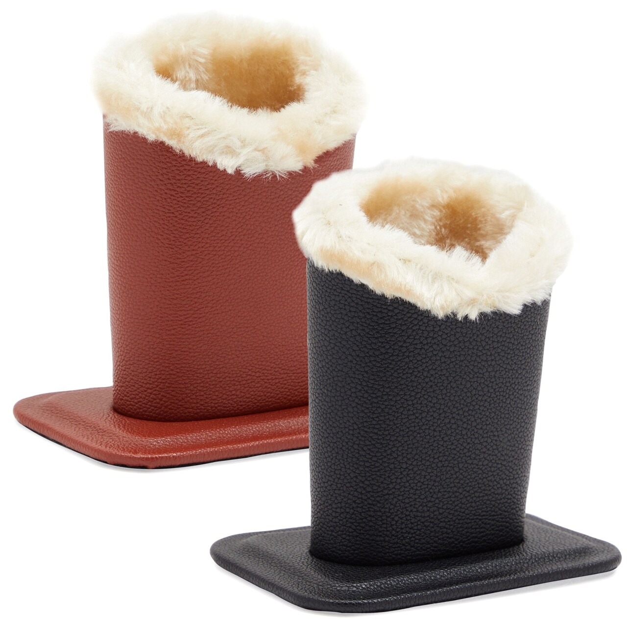 Juvale Glasses Case Stand Up - Pack of 2, Plush Lined Faux Leather, 4.5 x 4.7 x 3.2 in, Black & Brown - Desk Eyeglass Stand & Bedside Organizer - Upright Eyeglass Storage